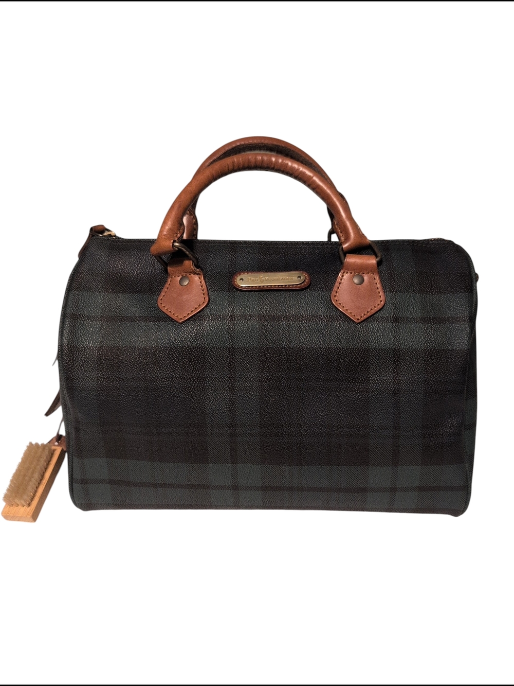 Polo by Ralph Lauren Doc Mini Boston Plaid Duffel Preloved Vintage Handbag Brush